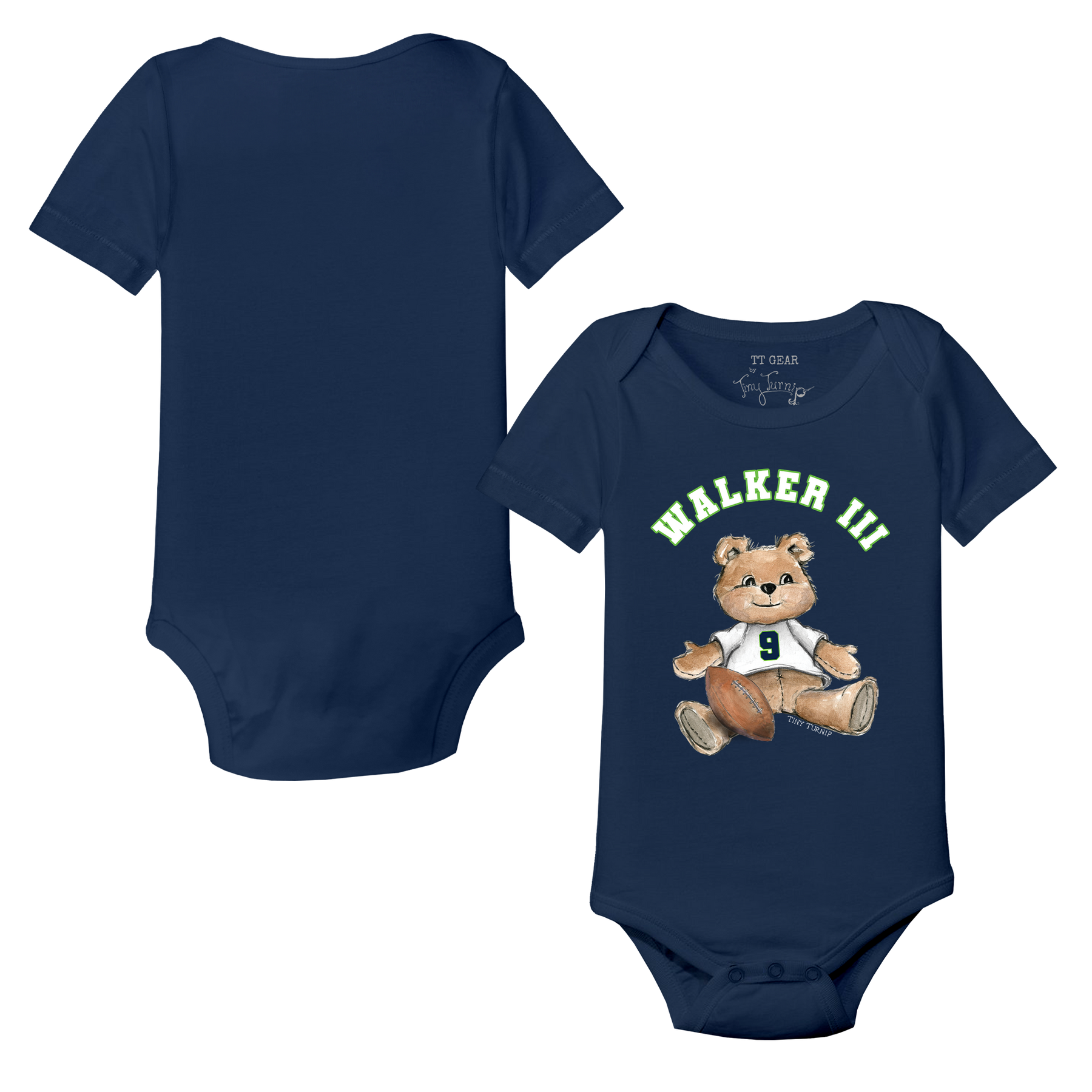 VIP Football: Teddy w/ Name, Number - Short Sleeve Snapper - Tiny Turnip
