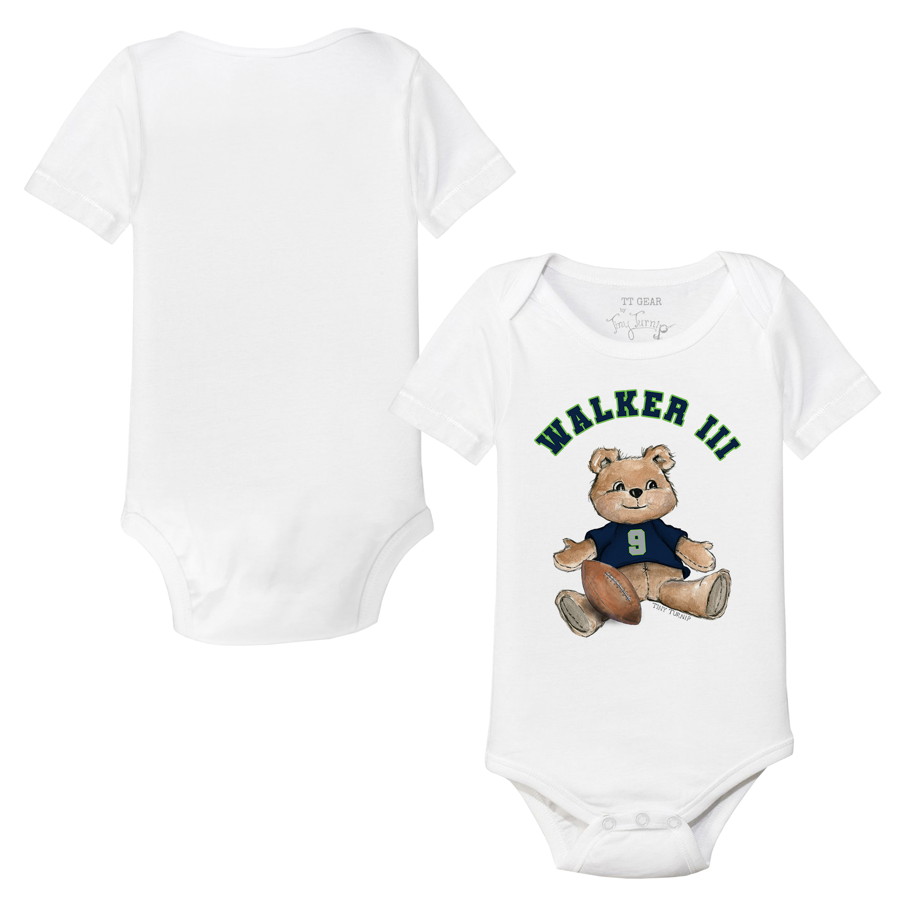 VIP Football: Teddy w/ Name, Number - Short Sleeve Snapper - Tiny Turnip