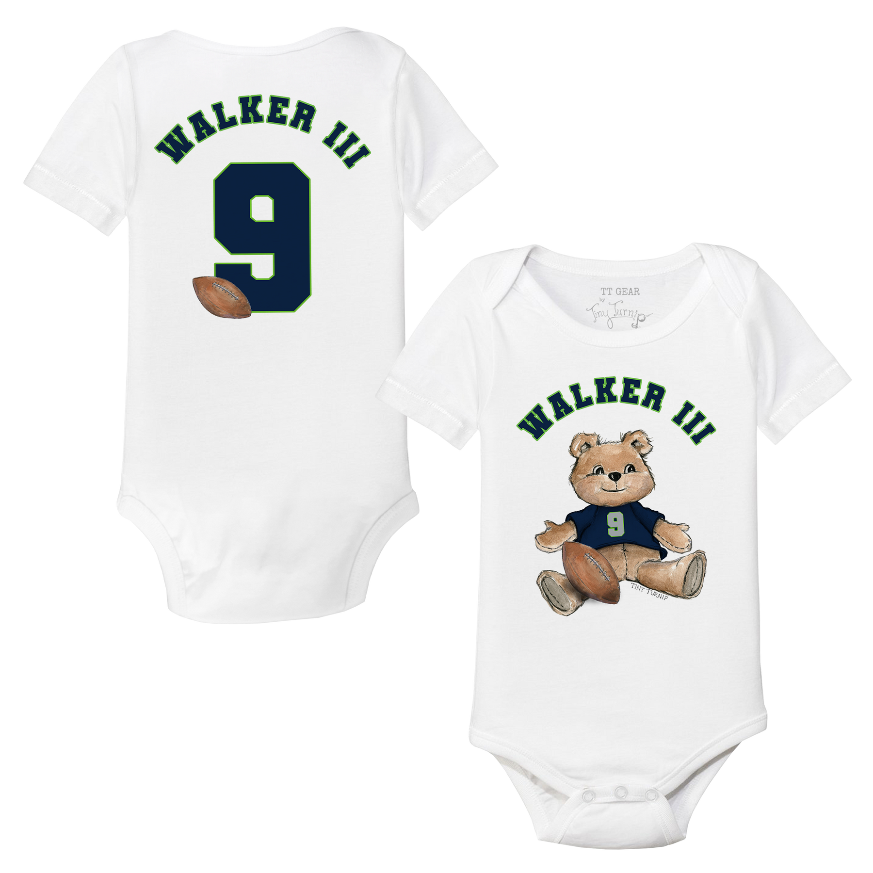 VIP Football: Teddy w/ Name, Number - Short Sleeve Snapper - Tiny Turnip