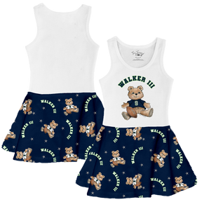 VIP Football: Teddy w/ Name, Number - Tank Swing Dress - Tiny Turnip