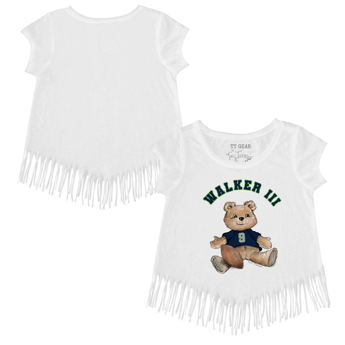 VIP Football: Teddy w/ Name, Number - Fringe Tee - Tiny Turnip