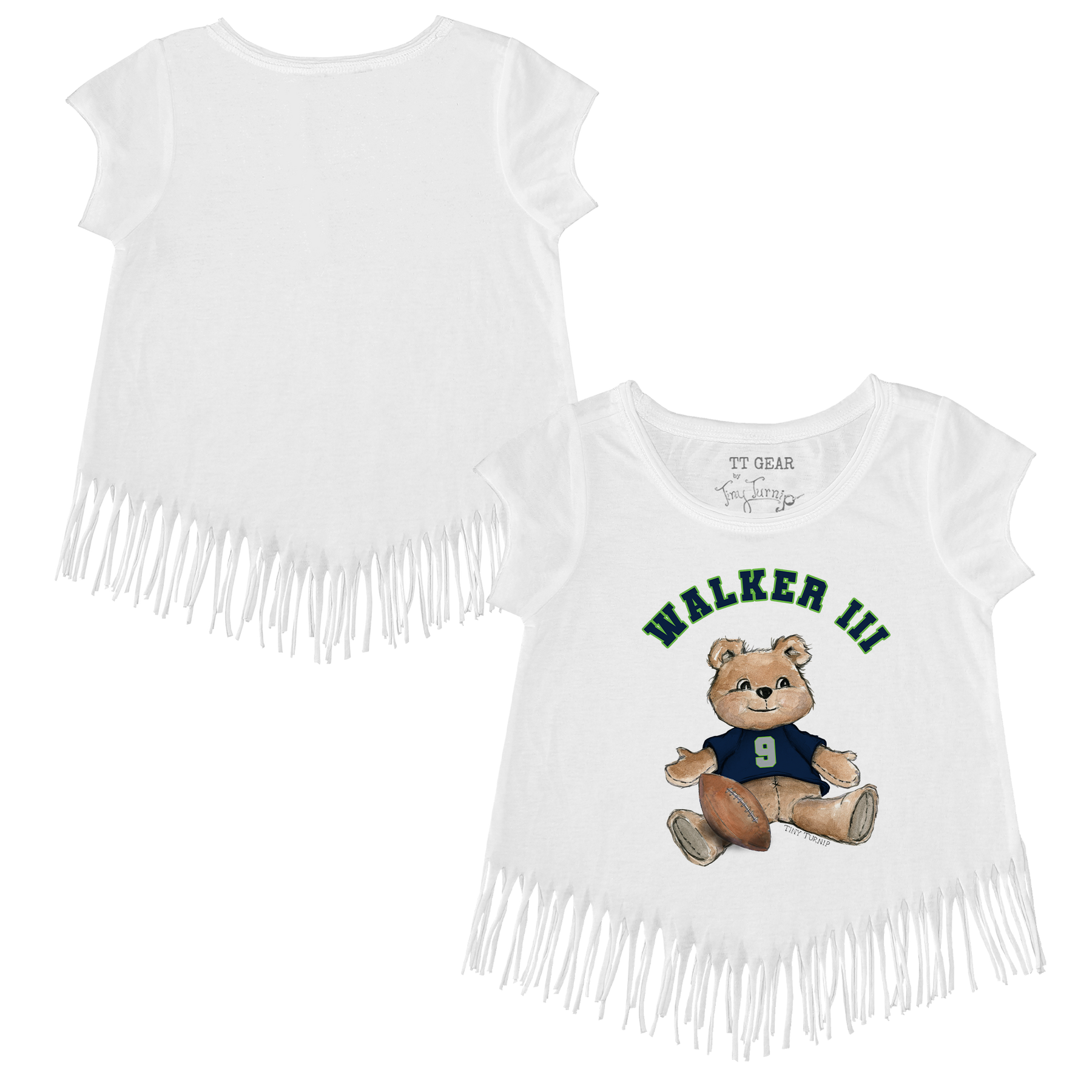 VIP Football: Teddy w/ Name, Number - Fringe Tee - Tiny Turnip