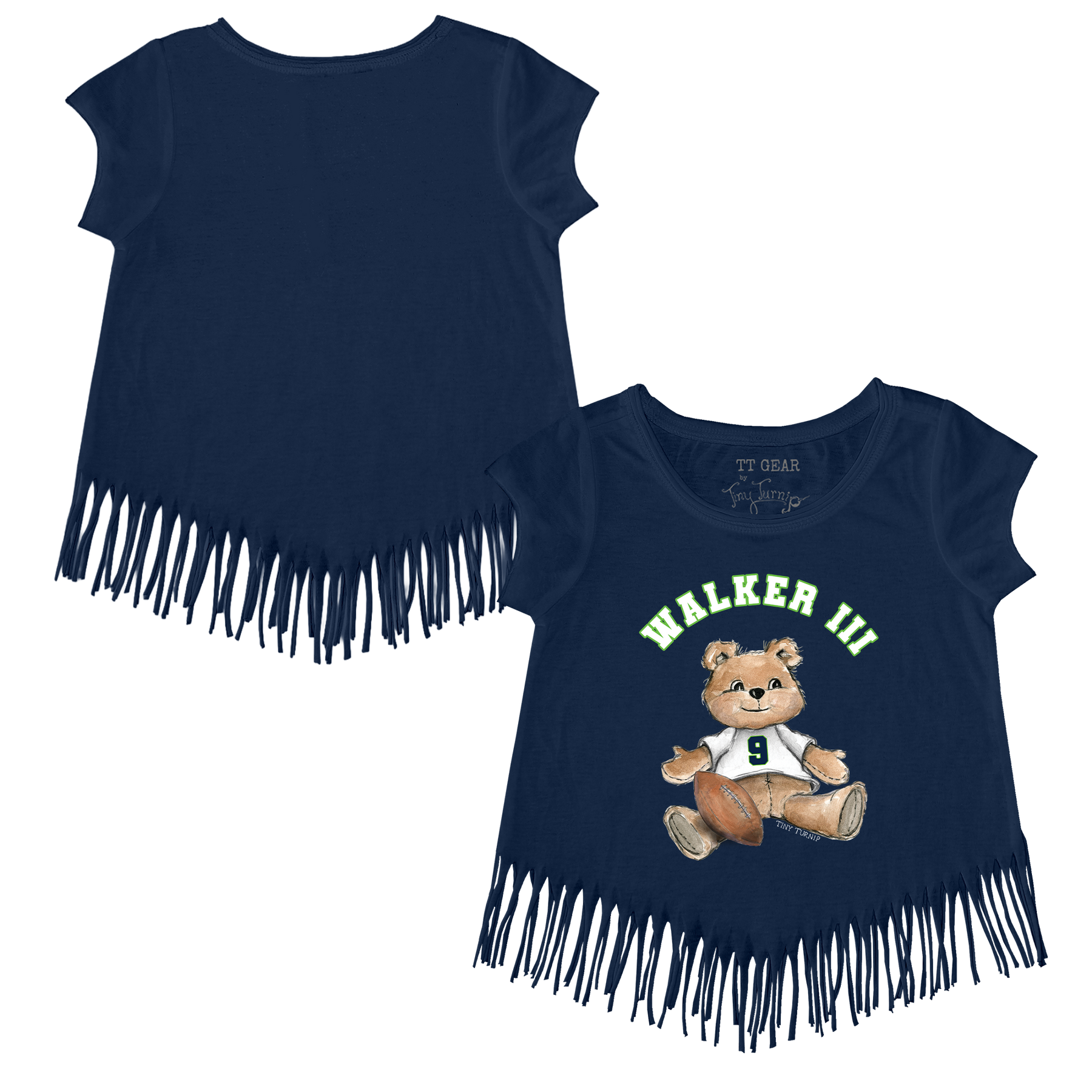 VIP Football: Teddy w/ Name, Number - Fringe Tee - Tiny Turnip