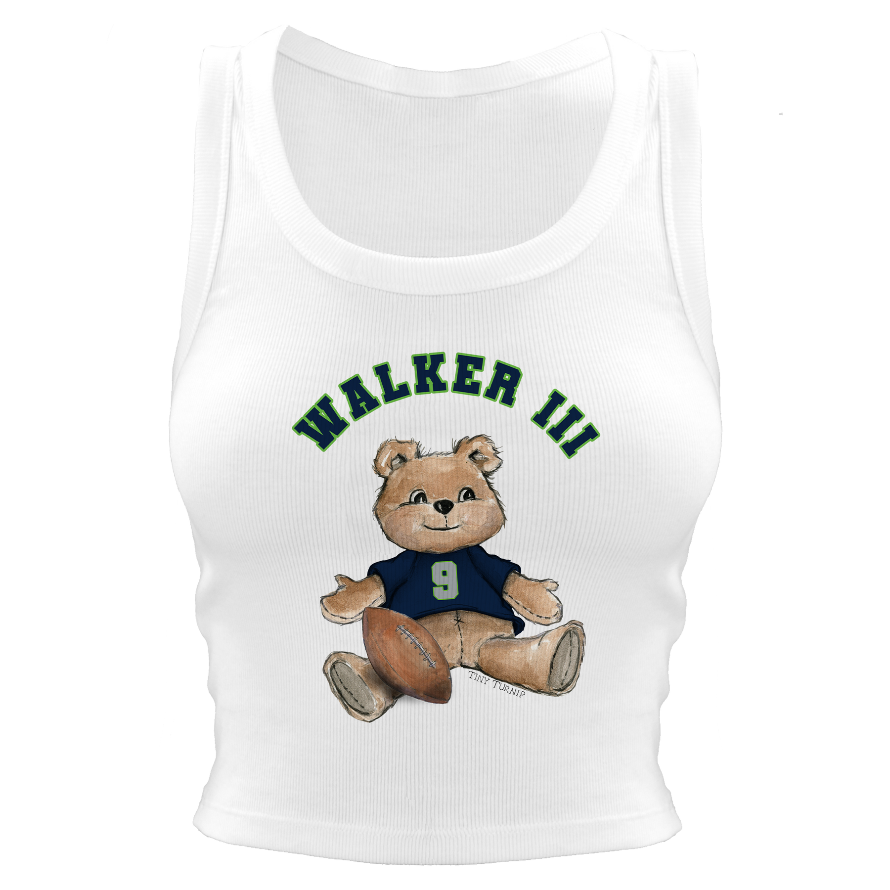 VIP Football: Teddy w/ Name, Number - Crop Tank - Tiny Turnip