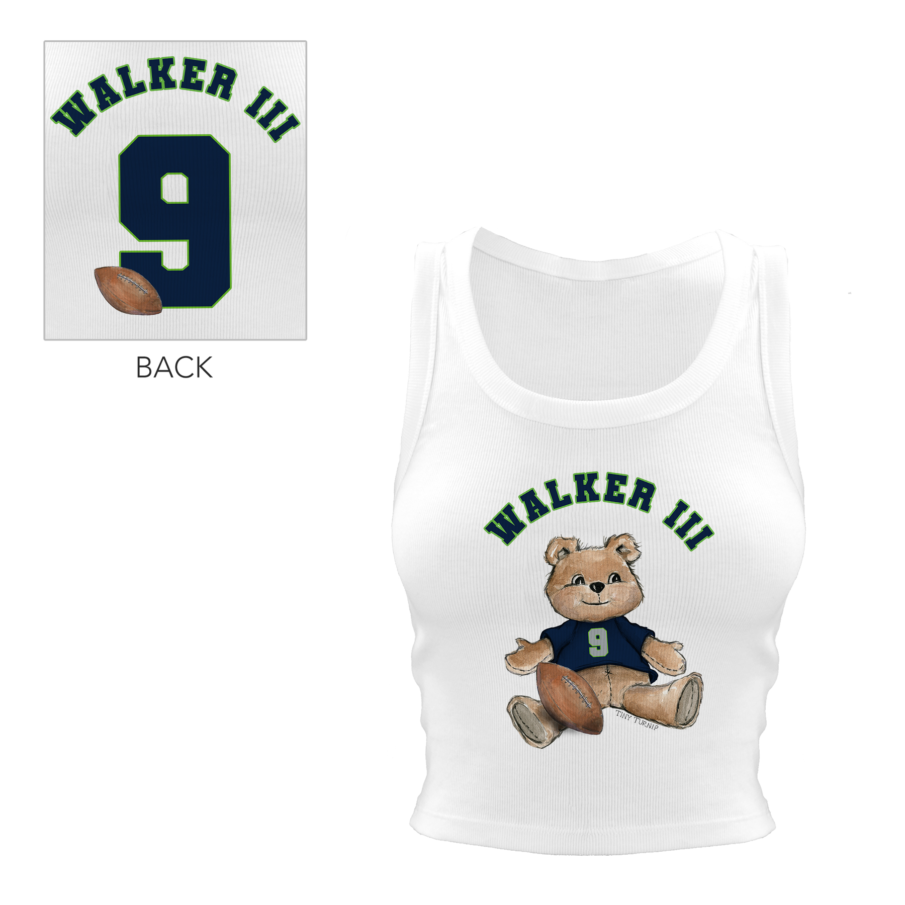 VIP Football: Teddy w/ Name, Number - Crop Tank - Tiny Turnip