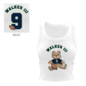 VIP Football: Teddy w/ Name, Number - Crop Tank - Tiny Turnip