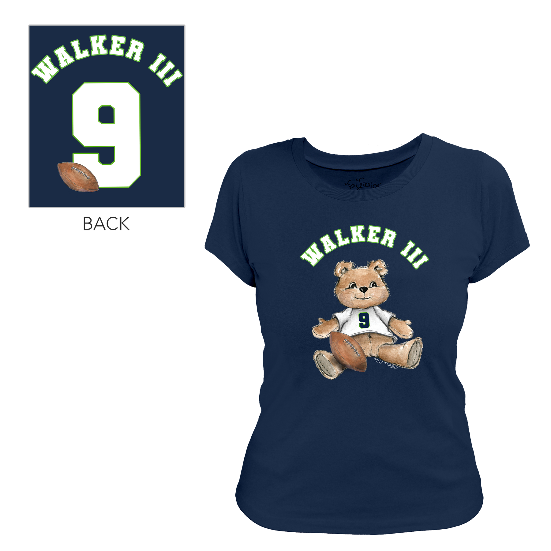VIP Football: Teddy w/ Name, Number - Women's Tee Shirt - Tiny Turnip