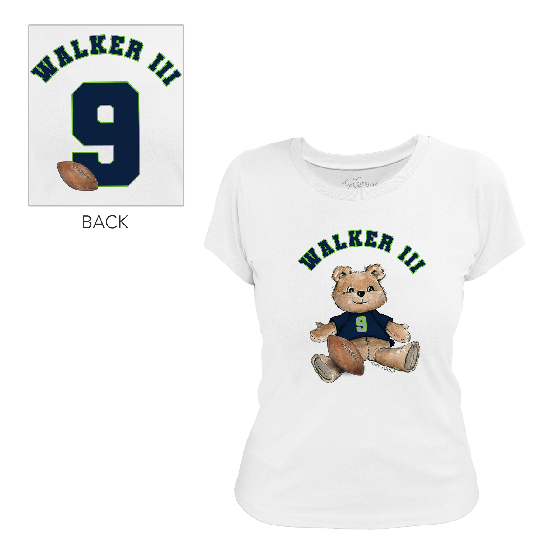 VIP Football: Teddy w/ Name, Number - Women's Tee Shirt - Tiny Turnip