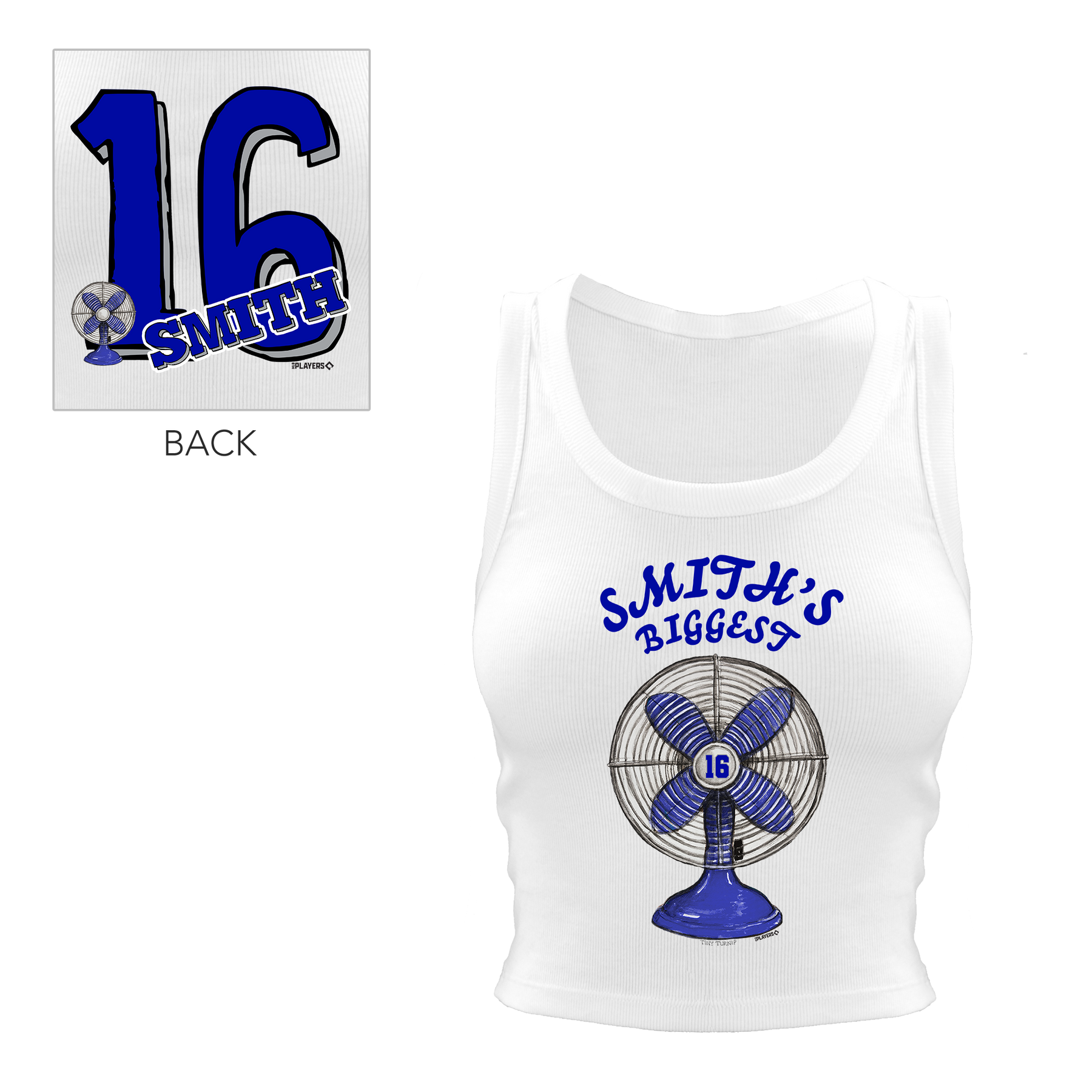 Biggest Fan w/ Name, Number- Crop Tank - Tiny Turnip