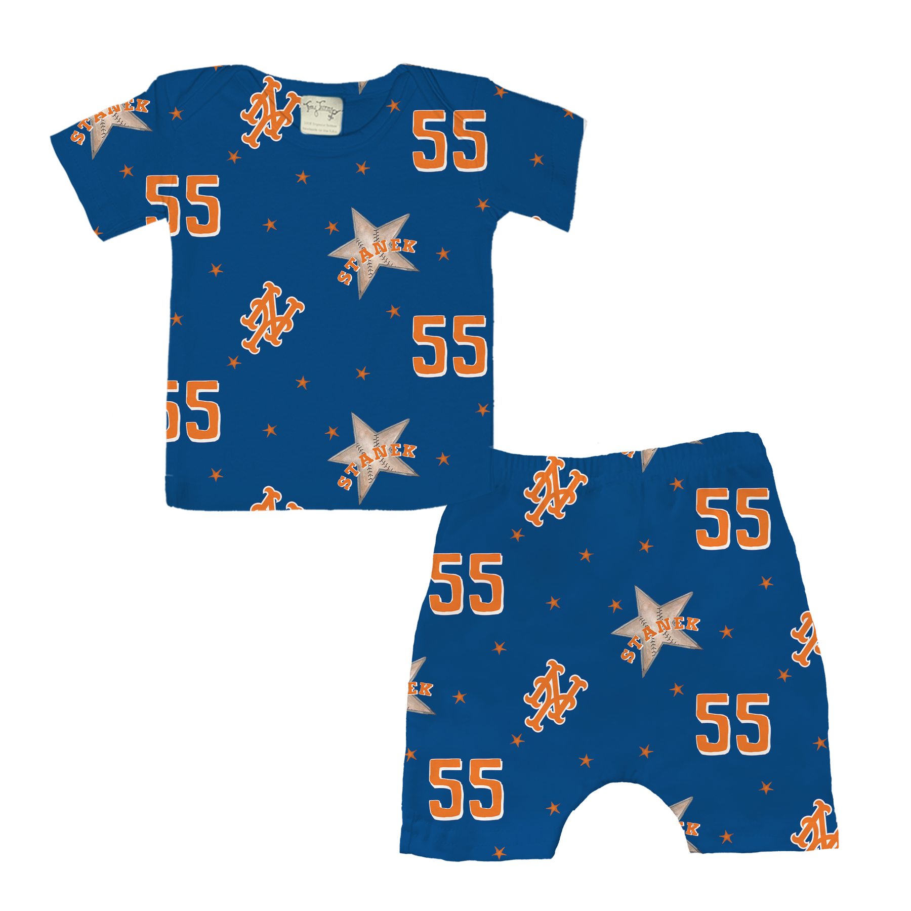Star, Name, Logo, Number - Short Sleeve Layette Set - Tiny Turnip