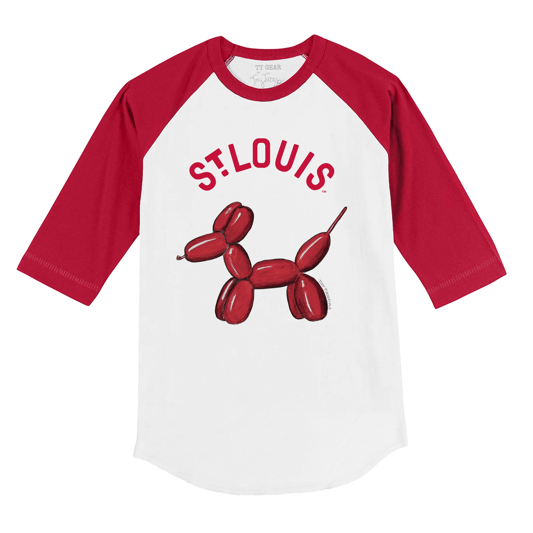 St. Louis Cardinals Balloon Dog 3/4 Red Sleeve Raglan