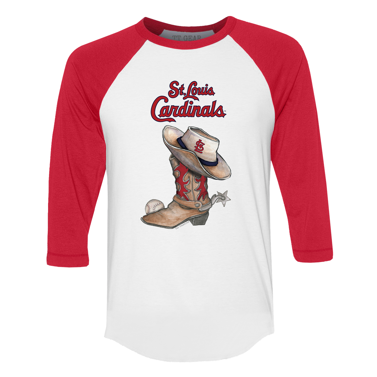 St. Louis Cardinals Cowboy Boot 3/4 Red Sleeve Raglan