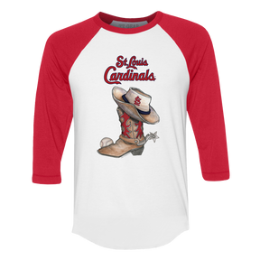 St. Louis Cardinals Cowboy Boot 3/4 Red Sleeve Raglan