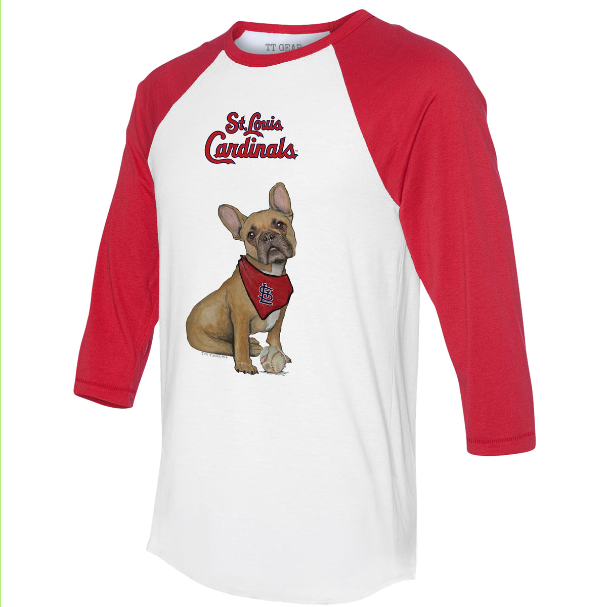 St. Louis Cardinals French Bulldog 3/4 Red Sleeve Raglan