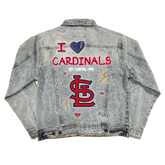 I Heart Cardinals Boyfriend Denim Jacket - Tiny Turnip