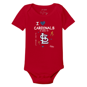 I Heart Cardinals Short Sleeve Snapper - Tiny Turnip