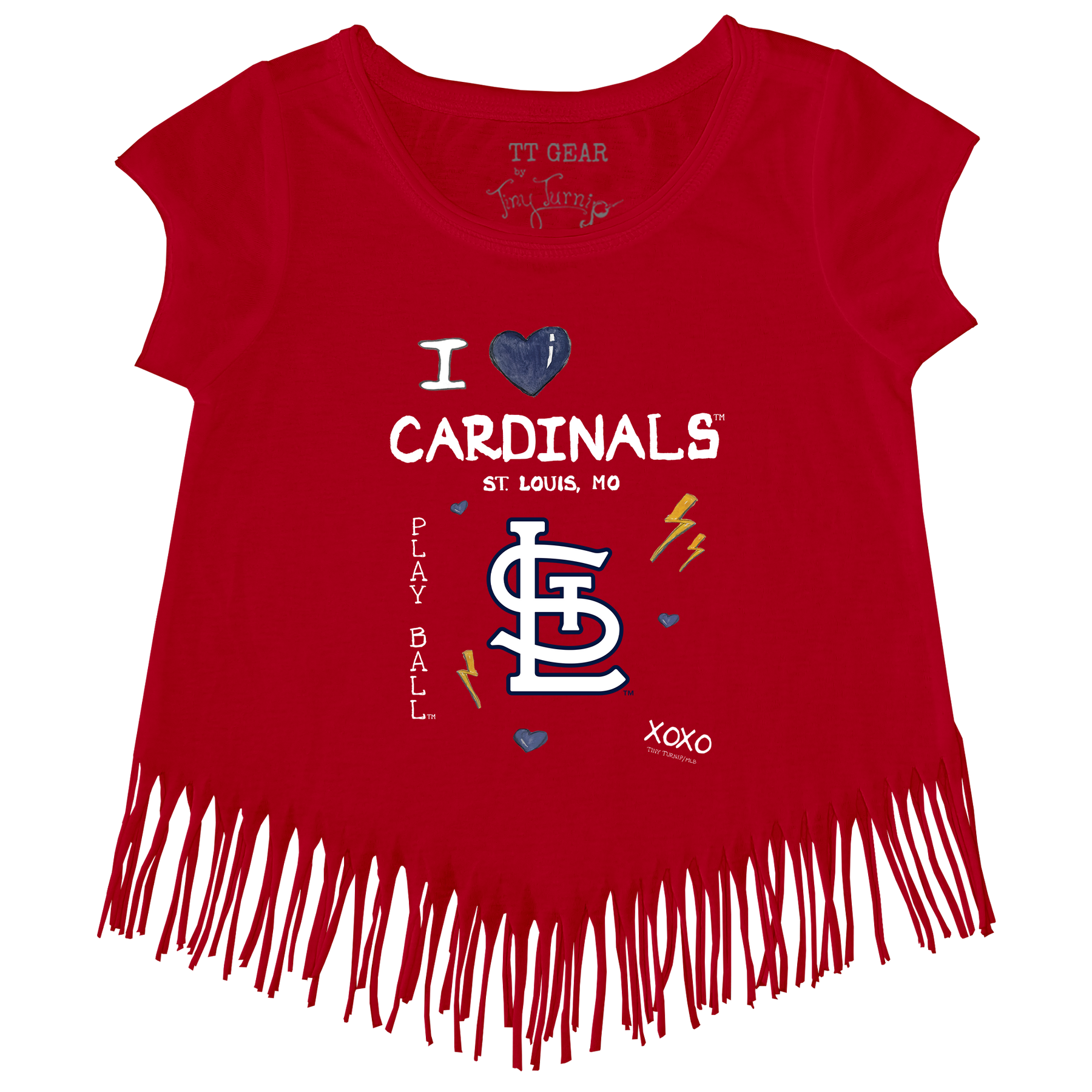 I Heart Cardinals Fringe Tee - Tiny Turnip