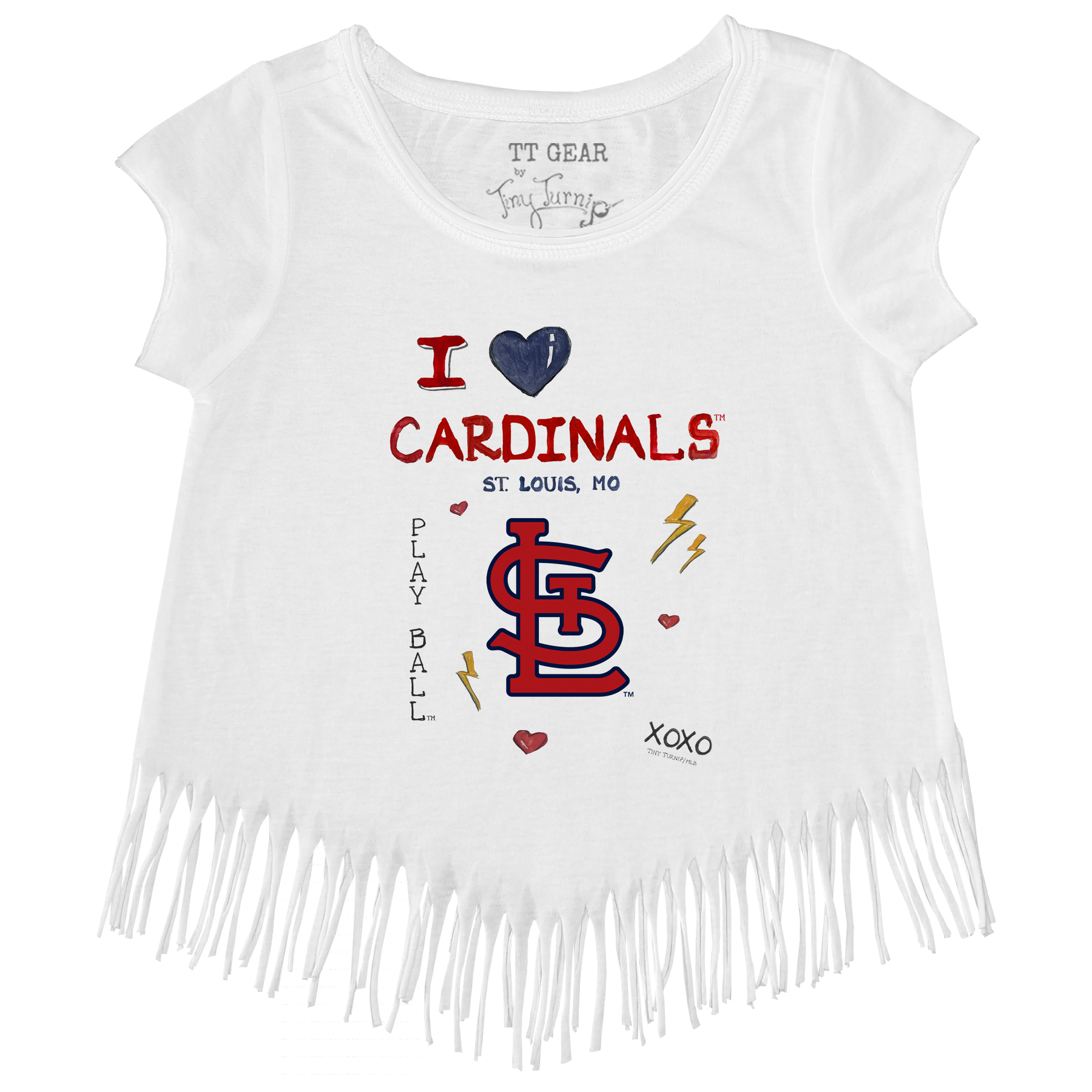 I Heart Cardinals Fringe Tee - Tiny Turnip
