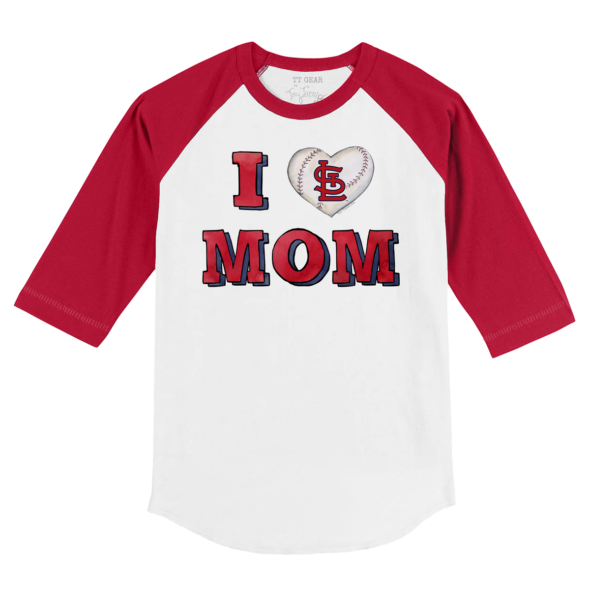 St. Louis Cardinals I Love Mom 3/4 Red Sleeve Raglan