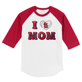 St. Louis Cardinals I Love Mom 3/4 Red Sleeve Raglan