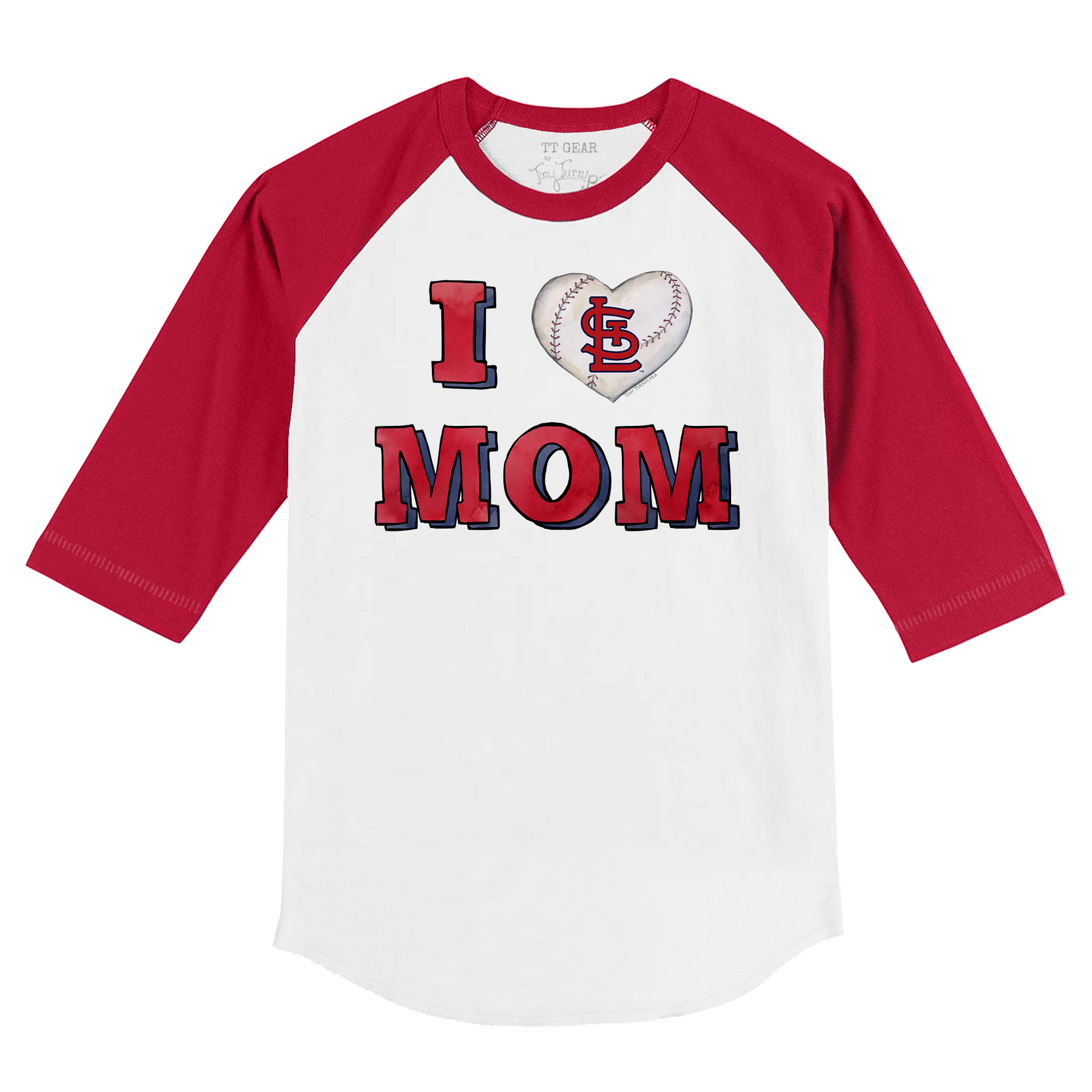 St. Louis Cardinals I Love Mom 3/4 Red Sleeve Raglan