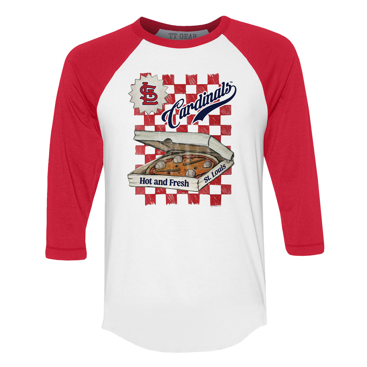 St. Louis Cardinals Pizza 3/4 Red Sleeve Raglan