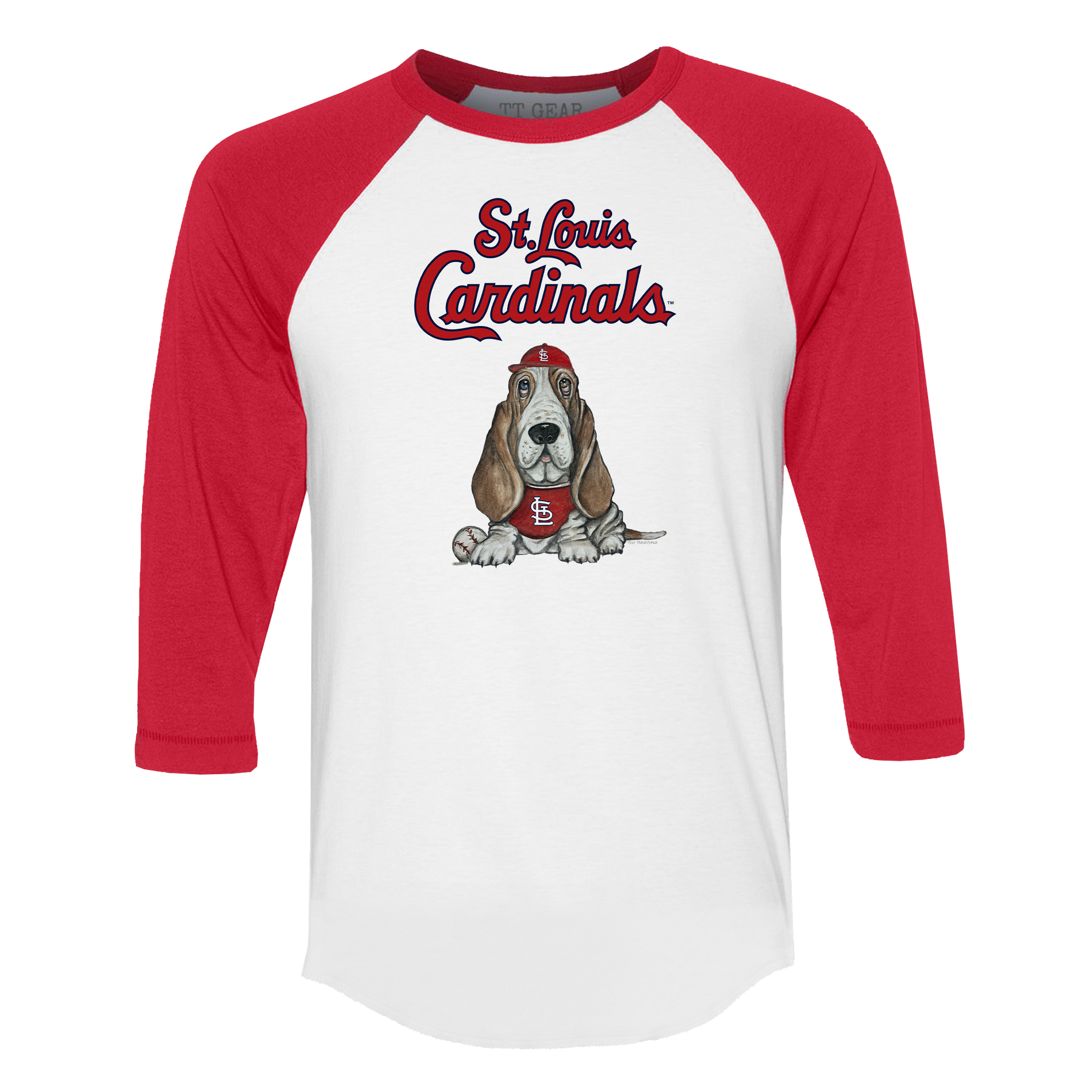 St. Louis Cardinals Puddy 3/4 Red Sleeve Raglan - Tiny Turnip