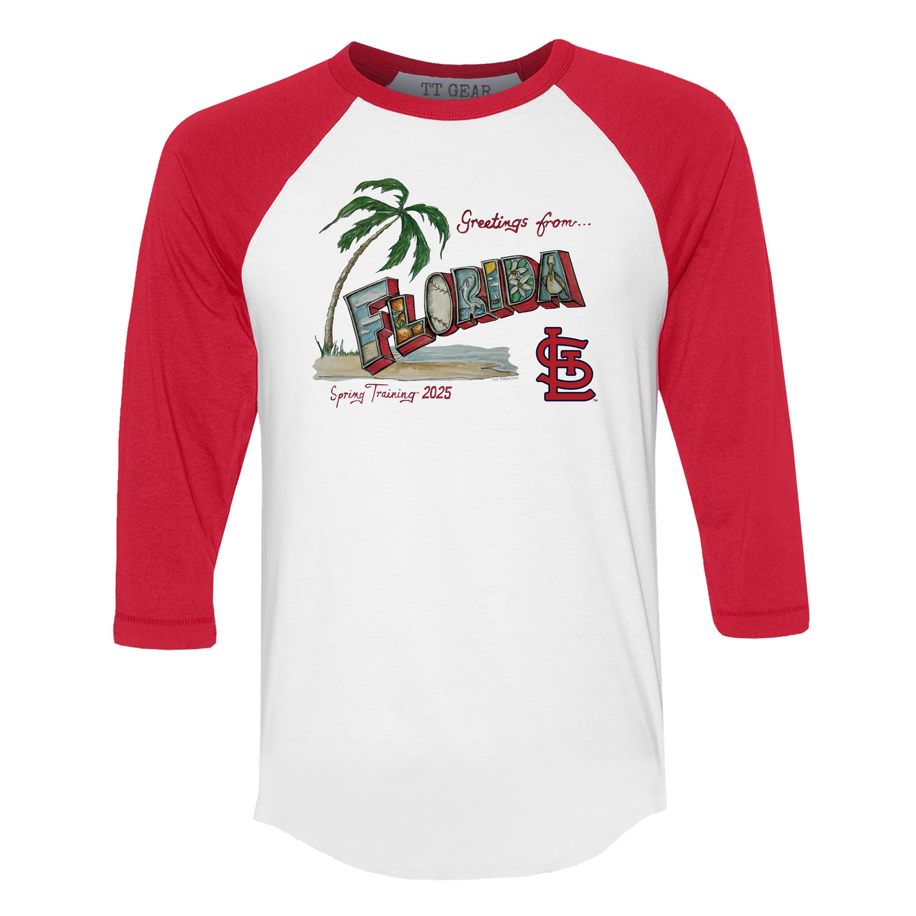 St. Louis Cardinals Spring Training 2025 3/4 Red Sleeve Raglan