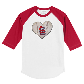 St. Louis Cardinals Stitched Heart 3/4 Red Sleeve Raglan - Tiny Turnip