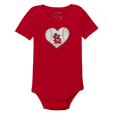 St. Louis Cardinals Stitched Heart Short Sleeve Snapper - Tiny Turnip