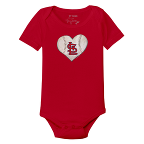 St. Louis Cardinals Stitched Heart Short Sleeve Snapper - Tiny Turnip