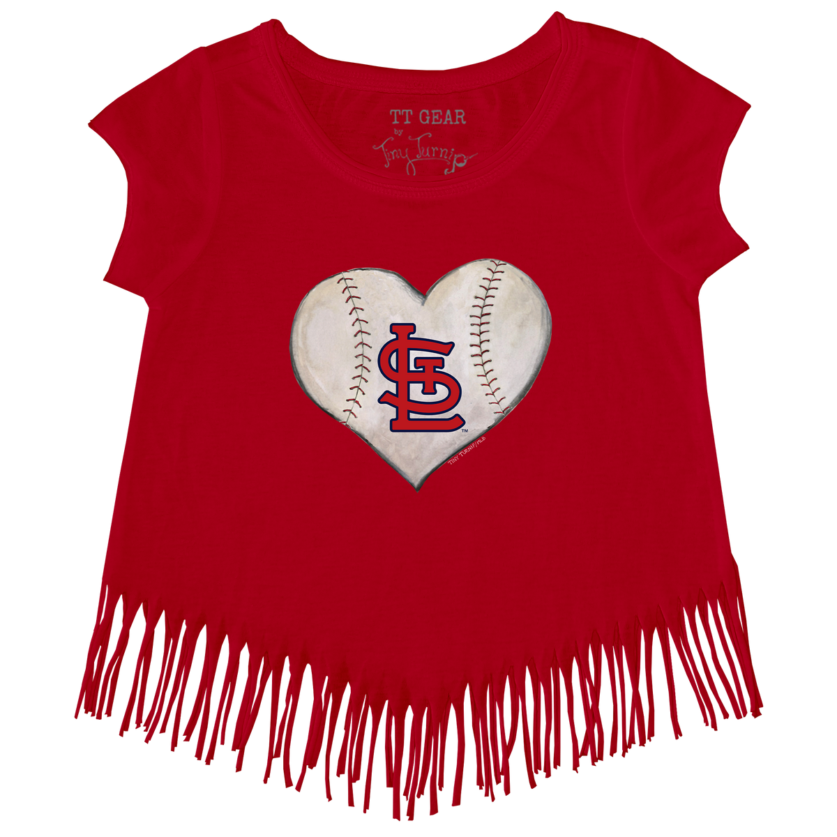 St. Louis Cardinals Stitched Heart Fringe Tee - Tiny Turnip