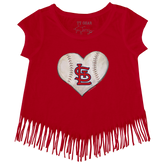 St. Louis Cardinals Stitched Heart Fringe Tee - Tiny Turnip