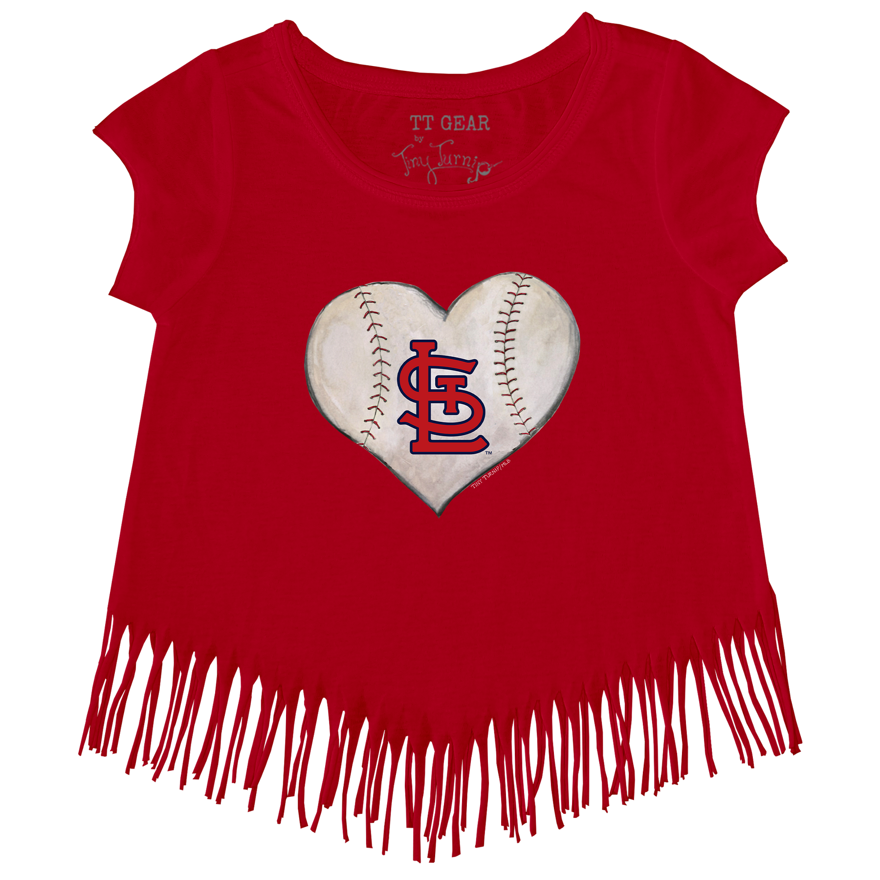 St. Louis Cardinals Stitched Heart Fringe Tee - Tiny Turnip