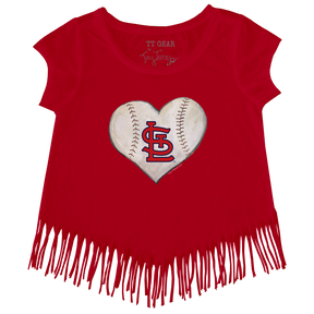 St. Louis Cardinals Stitched Heart Fringe Tee - Tiny Turnip