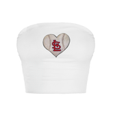 St. Louis Cardinals Stitched Heart Crop Tube Top - Tiny Turnip