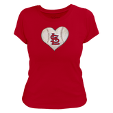 St. Louis Cardinals Stitched Heart Women's Tee Shirt - Tiny Turnip