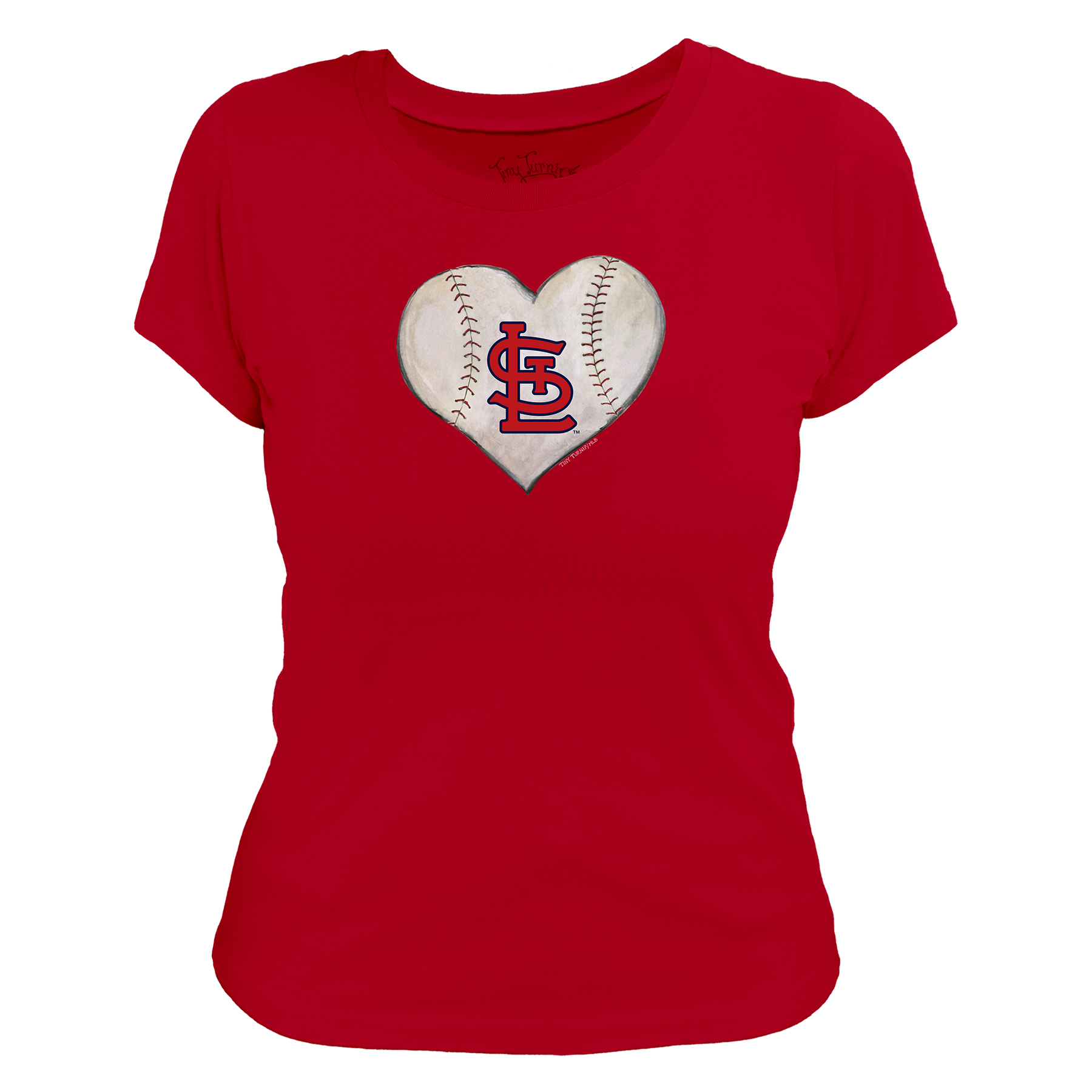 St. Louis Cardinals Stitched Heart Women's Tee Shirt - Tiny Turnip