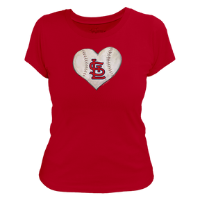 St. Louis Cardinals Stitched Heart Women's Tee Shirt - Tiny Turnip