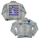 Stacked Glitter w/ Player Photo - Boyfriend Denim Jacket - Tiny Turnip