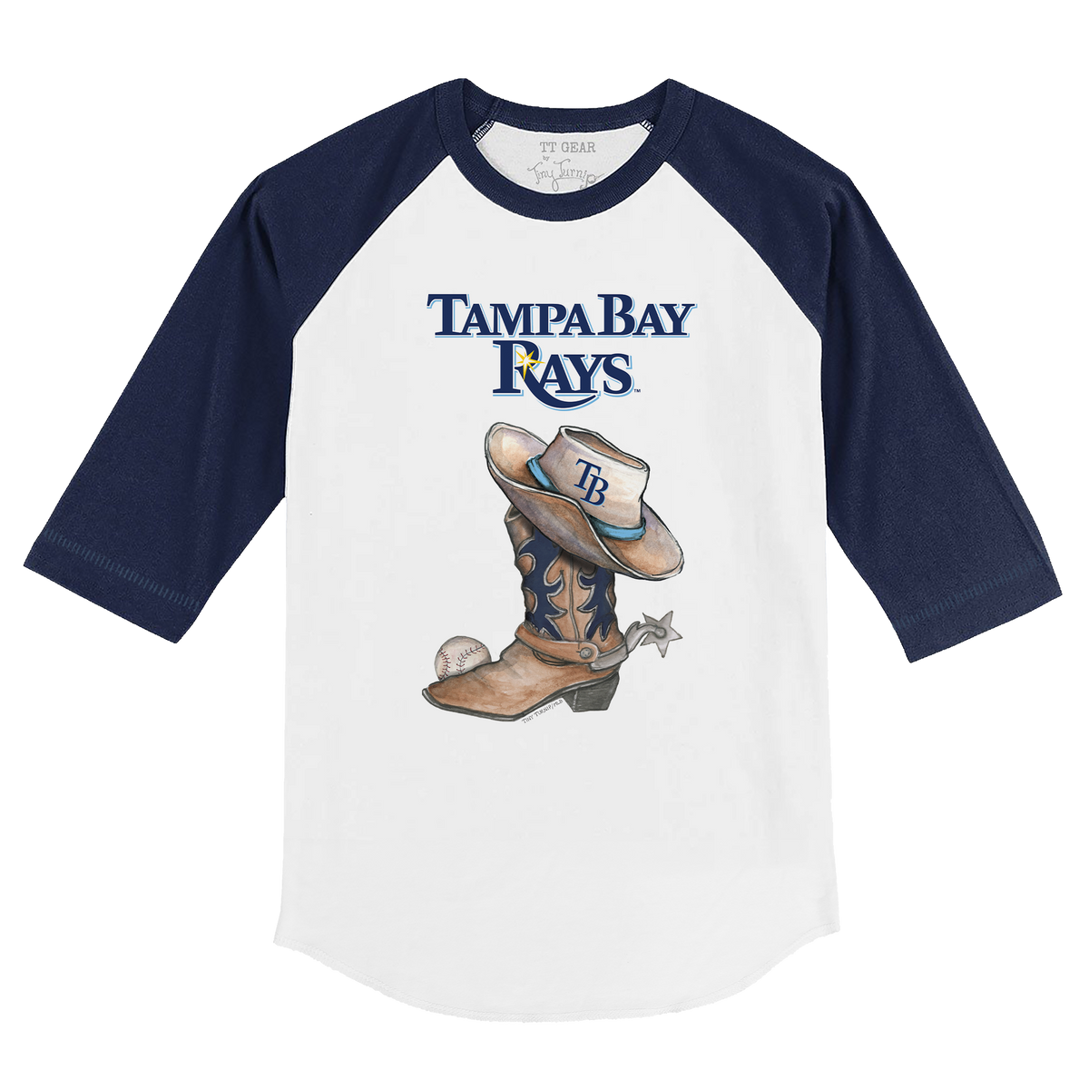 Tampa Bay Rays Cowboy Boot 3/4 Navy Blue Sleeve Raglan