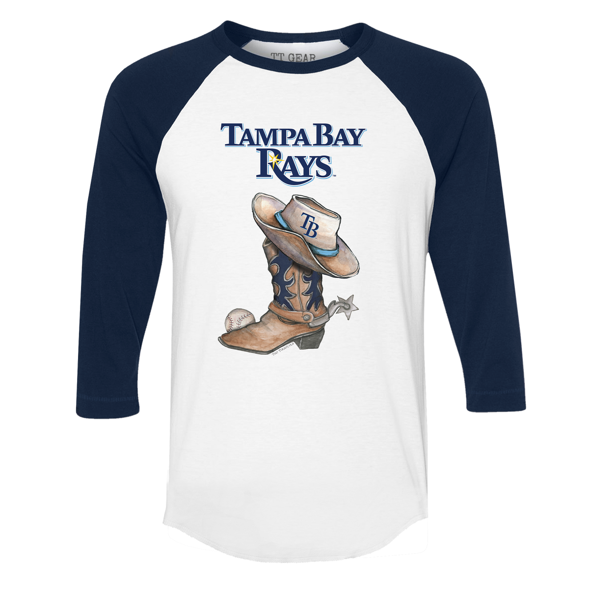 Tampa Bay Rays Cowboy Boot 3/4 Navy Blue Sleeve Raglan