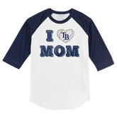 Tampa Bay Rays I Love Mom 3/4 Navy Blue Sleeve Raglan