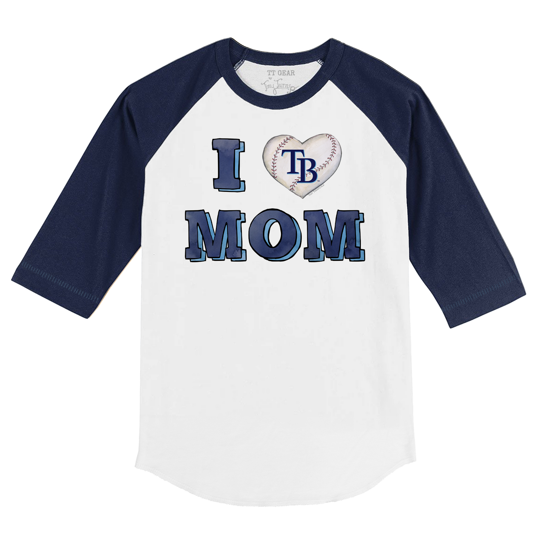Tampa Bay Rays I Love Mom 3/4 Navy Blue Sleeve Raglan