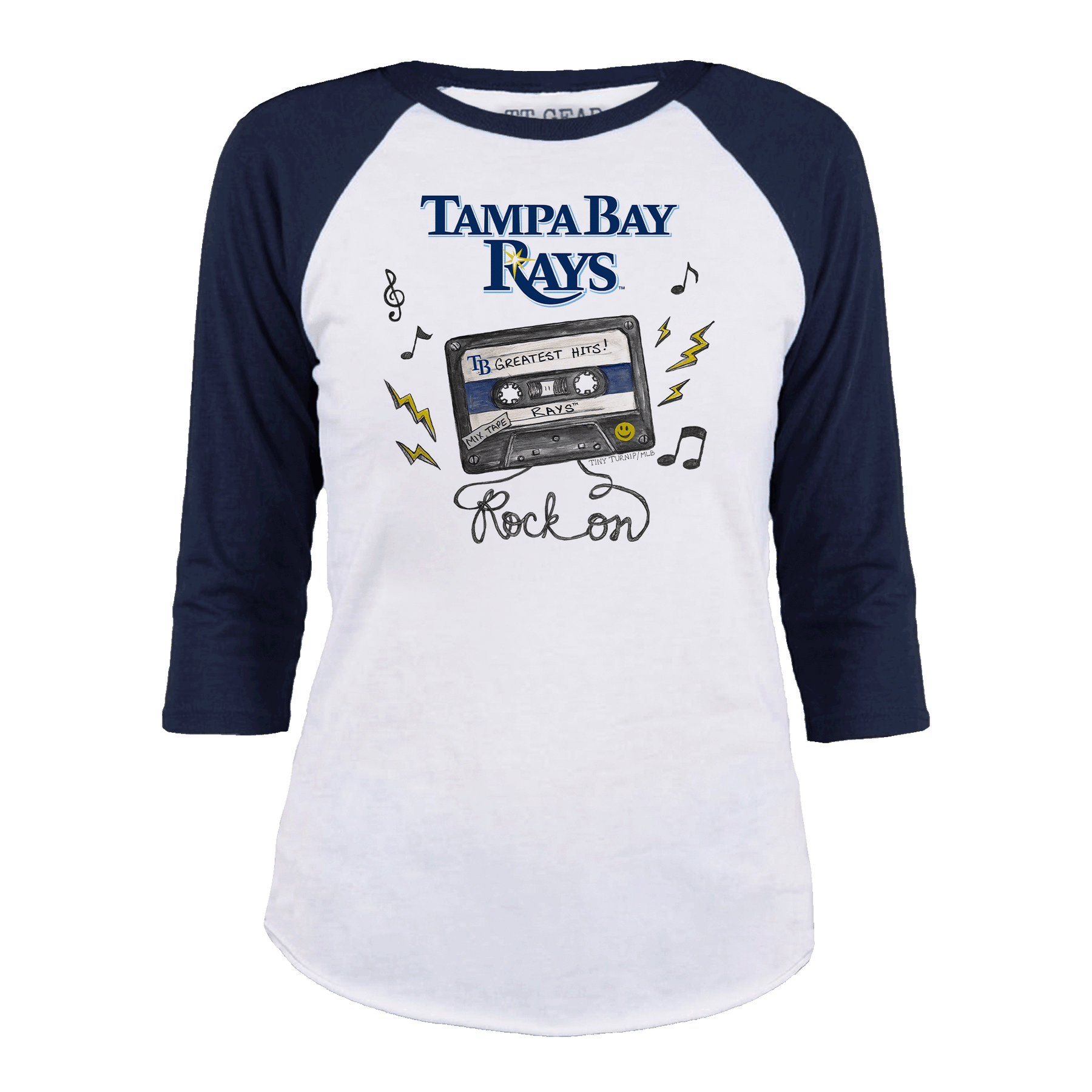 Tampa Bay Rays Mixtape 3/4 Navy Blue Sleeve Raglan