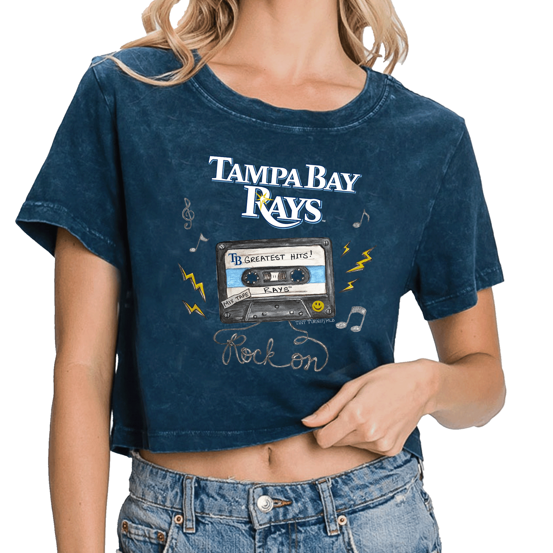 Tampa Bay Rays Mixtape Vintage Crop Tee - Tiny Turnip