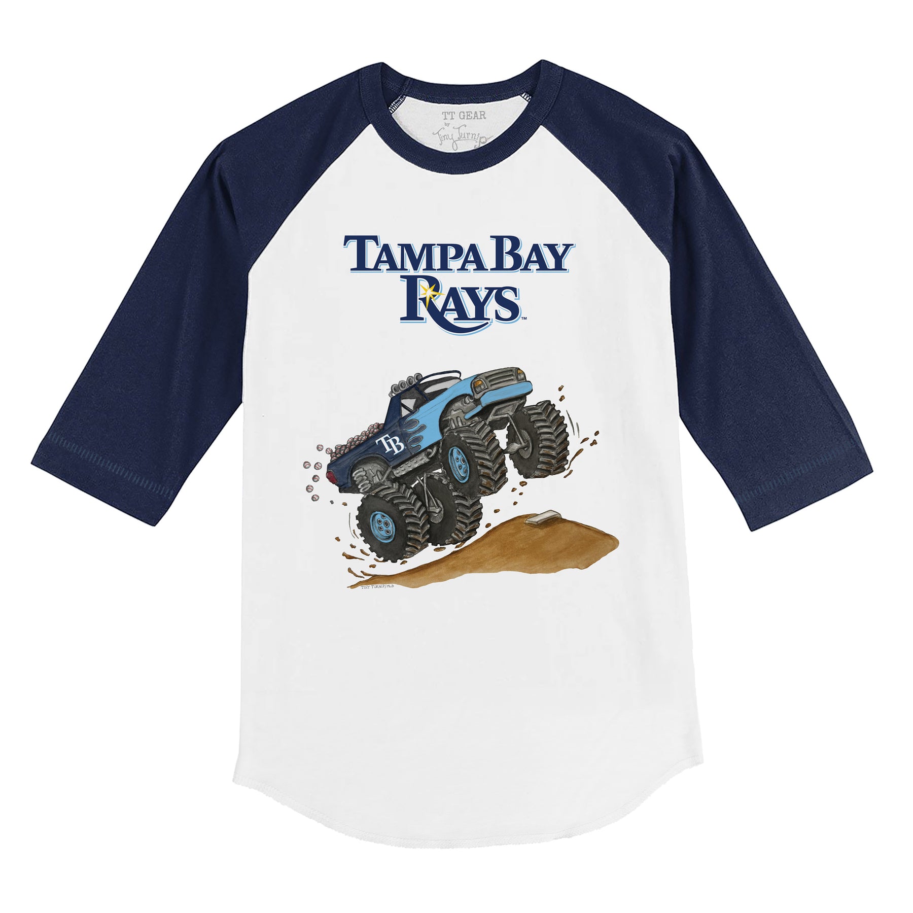 Tampa Bay Rays Monster Truck 3/4 Navy Blue Sleeve Raglan