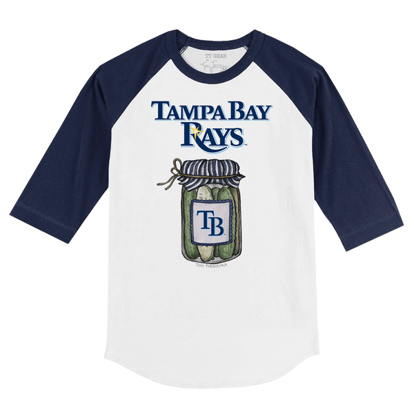 Tampa Bay Rays Pickle Jar 3/4 Navy Blue Sleeve Raglan - Tiny Turnip