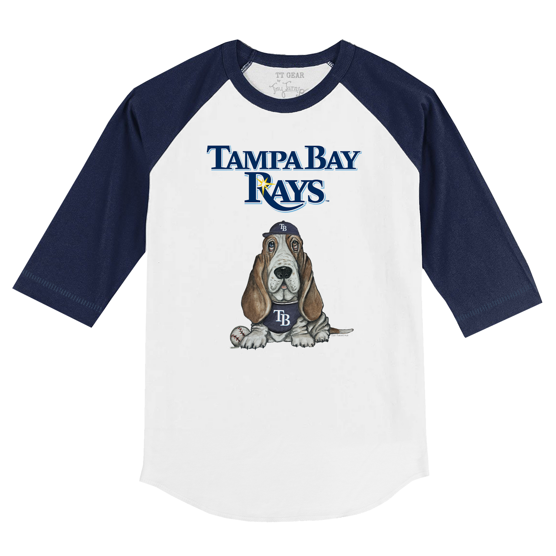 Tampa Bay Rays Puddy 3/4 Navy Blue Sleeve Raglan - Tiny Turnip