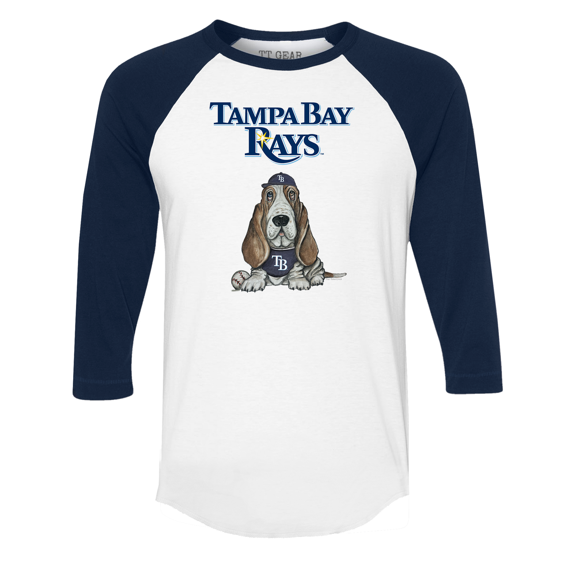 Tampa Bay Rays Puddy 3/4 Navy Blue Sleeve Raglan - Tiny Turnip